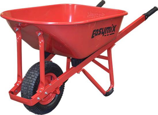 Easymix Wheelbarrow Steel Tray with Wide Pneumatic Tyre