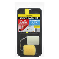 Paint Roller Kit 75mm Dual Covers for Gloss & Satin and also Low Sheen & Flat paints