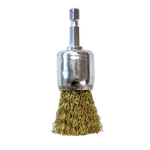 CUP BRUSH - Brass Coated HD Steel Wire 25mm Diam with QR Hex Shaft