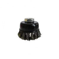 CUP BRUSH - HD Steel Wire TWISTKNOT 65mm Diam with M14 Thread Adaptors