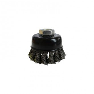 CUP BRUSH - HD Steel Wire TWISTKNOT 65mm Diam with M14 Thread Adaptors