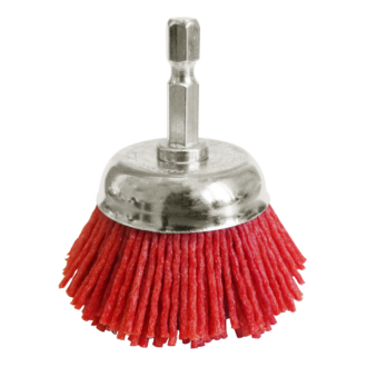 CUP BRUSH - NYLON Filaments 50mm Diam with Hex Shaft