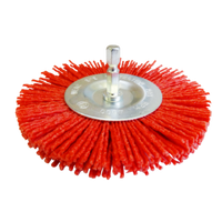 ABRASIVE WHEEL BRUSH - NYLON Filaments 100mm Diam with Hex Shaft