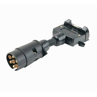 Trailer Adaptor - 7 Pin Large Round Plug to 7 Pin Flat Socket
