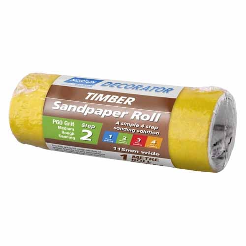 SANDPAPER - Timber Roll/Strip 115mm x 1mtr Step-2  60-Grit Medium Coarse