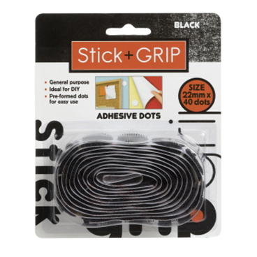 Stick & Grip Hook&Loop 22mm 40 Dots Black